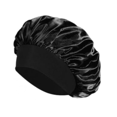 Black Elastic Satin Bonnet