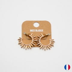 Medium Creole Gold Metal Earrings with Spokes