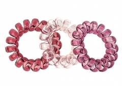 Lot de 3 élastiques ressort fin rose transparent