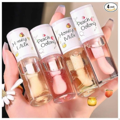 Set of 4 Tinted Moisturizing Lip Oils - Honey Milk and  Peach Oolang